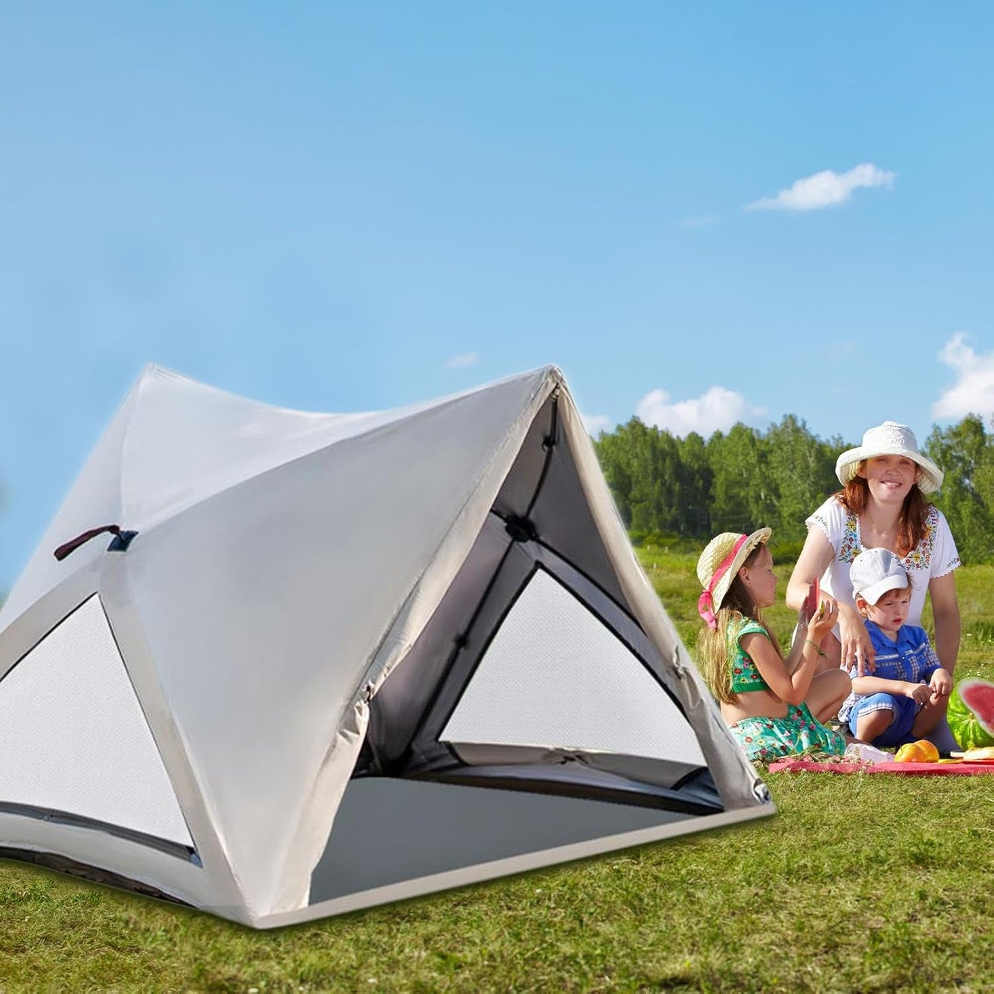 Tents For Camping, Waterproof Beach Tent, Foldable Shelter For 3-4 Person Use, Family Pop-Up Tent, Automatic Setup Outdoor Gear, Portable Travel Equipment, Hiking Camping Essentials For Adventure