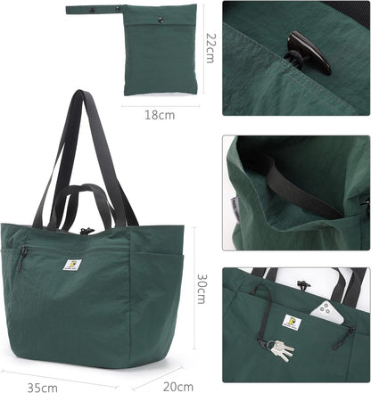 VanFn Duffle Bags, Women Sports Gym Bag, Foldable Travel Totes Duffel Bag, Outdoor Weekend Bag, Lightweight Luggage Duffle Backpack, Shoulder Handbag For Men, P.Travel Series(Green/Gray)