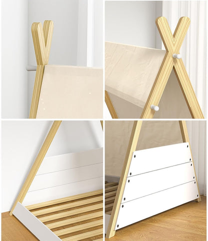 Oikiture Kids Bed Frame Single Size Bed Wooden Timber Mattress Platfrom