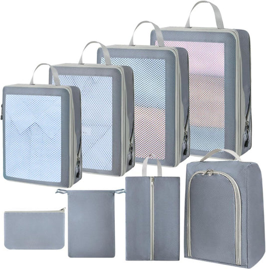 Suitcase Organizer Bags | Set of 8 Waterproof Travel Bags for Suitcase Packing,Garment Organization Bags with Zipper Closure for Basements, Bedroom
