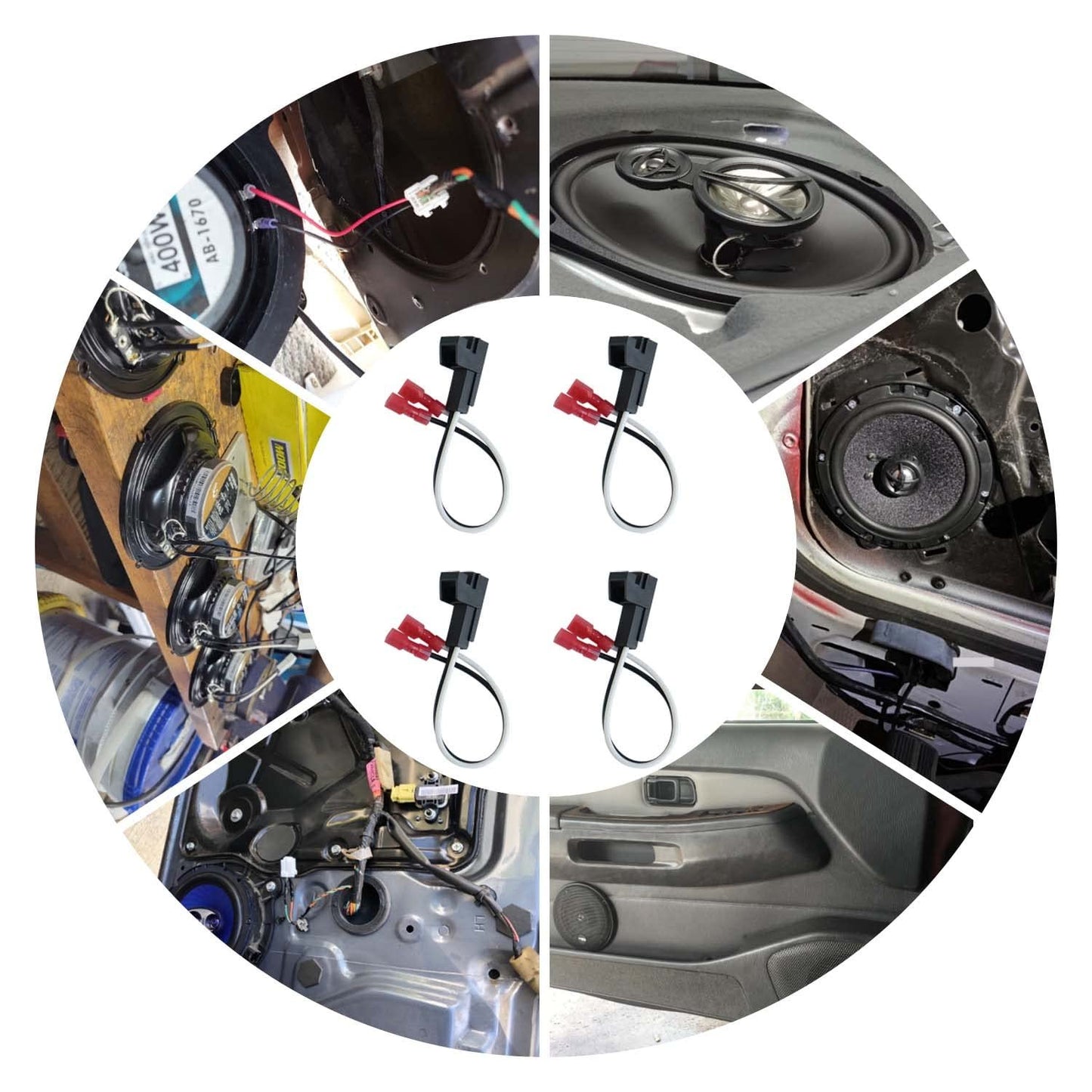 4 Pack Speaker Harness Replacement for GM Motors Buick Front Rear Door Speaker Wiring Harness Adapter 72-4568 - Door Speaker Replacement