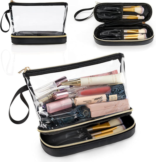 Ethereal Travel Makeup Bag, Clear Cosmetic Bag Make Up Organizer TSA Approved Toiletry Bag, Waterproof Pouch for Women Purse for Toiletries Accessories Brushes