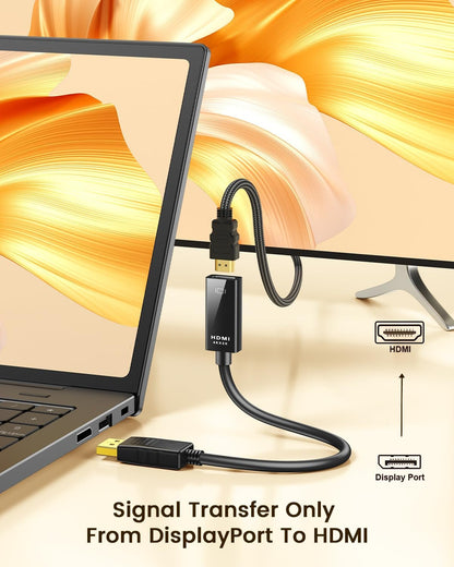 DisplayPort to HDMI Adapter, GOOOA Display Port DP to HDMI Adapter Cable Male to Female Port Connector 1080P for Computer, Desktop, Laptop, PC, Monitor, Projector, HDTV