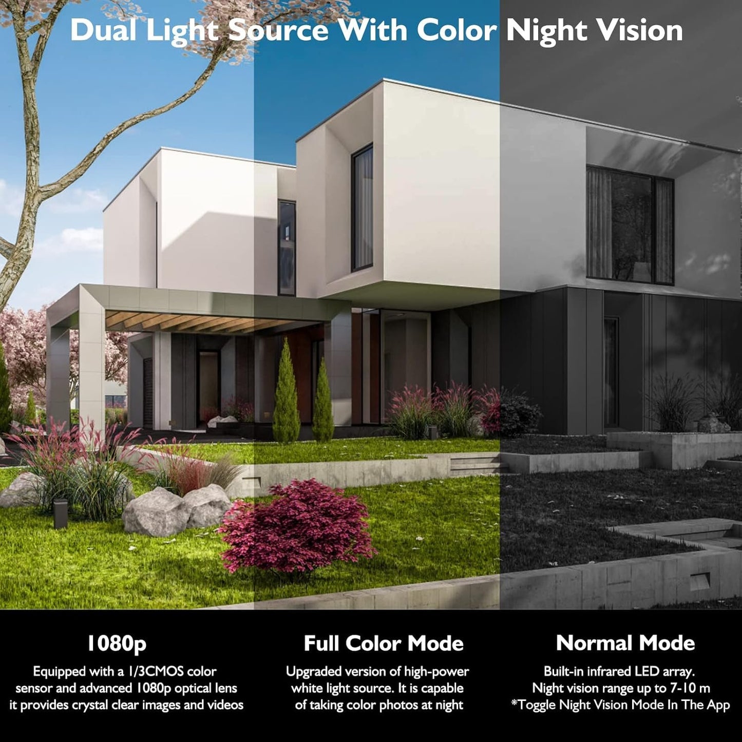 Solar Security Cameras Wireless Outdoor, 2K 3MP Pan Tilt 355° View IP65 Waterproof Rechargeable Battery Powered PTZ WiFi Camera with PIR, Color Night Vision,2-Way Talk,Cloud/SD