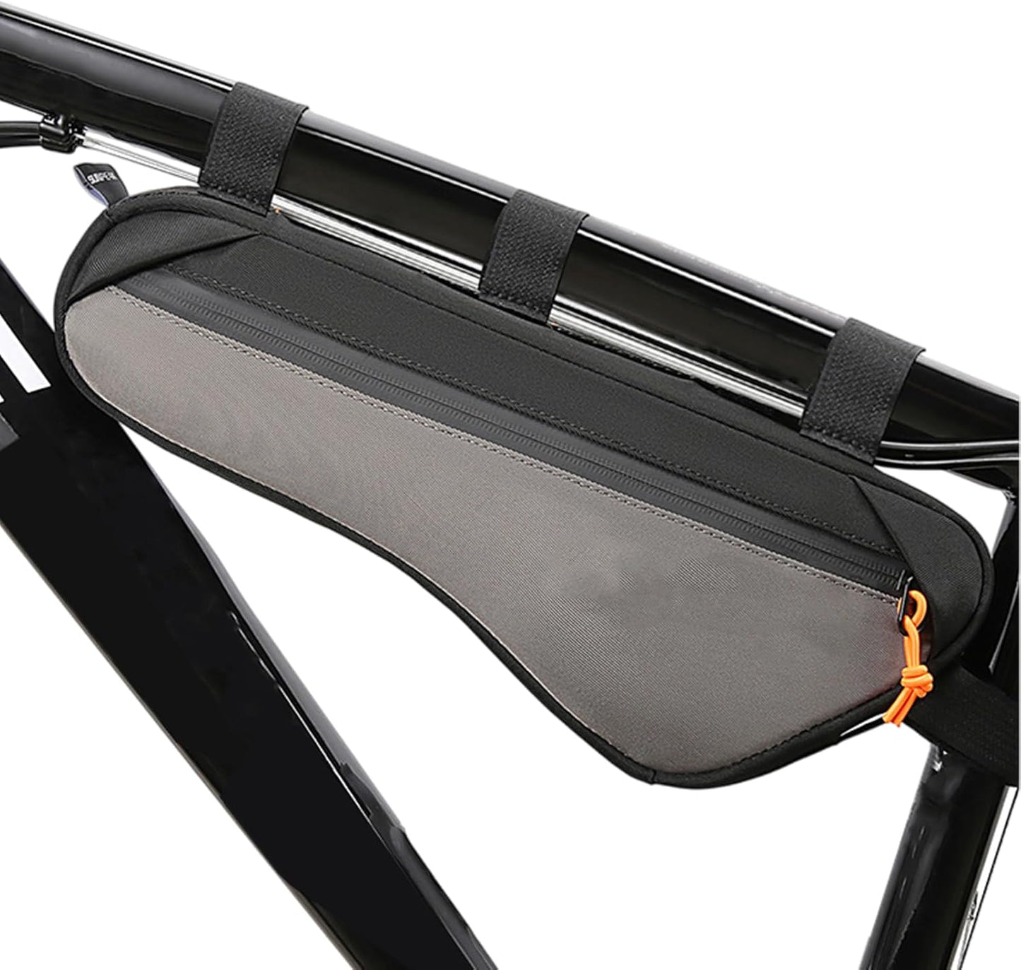Cycling Pouch, Bikes Frame Bag, Water-Resistant Polyester Bicycles Handlebar Gear Bag, Secure Zipper Closure for Travel Outdoor Tools Keys Phone, 13.78 Inches Grey 1 Piece