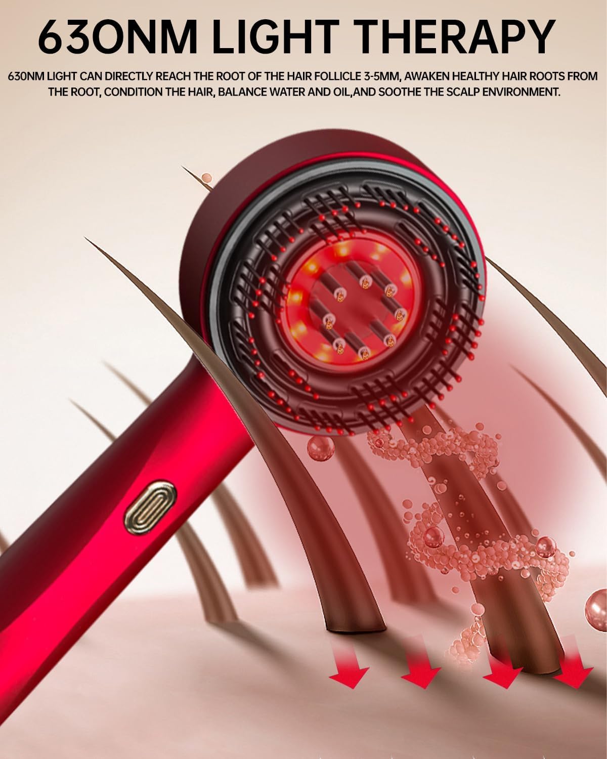 Electric Scalp Massager 3 in 1 Hair Applicator IPX6 Waterproof with 3 Massage Modes, Hair Applicator and Haa (Red Style)