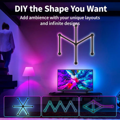 RGB Light Bar - Smart Wall Light Lines with Music Sync, Wi-Fi LED Gaming Lights with 16M+ Colors & 40+ Sence Modes, Creative Smart Light Bar for TV Backlight, Bedroom Esports Room(6 Pcs, Black)