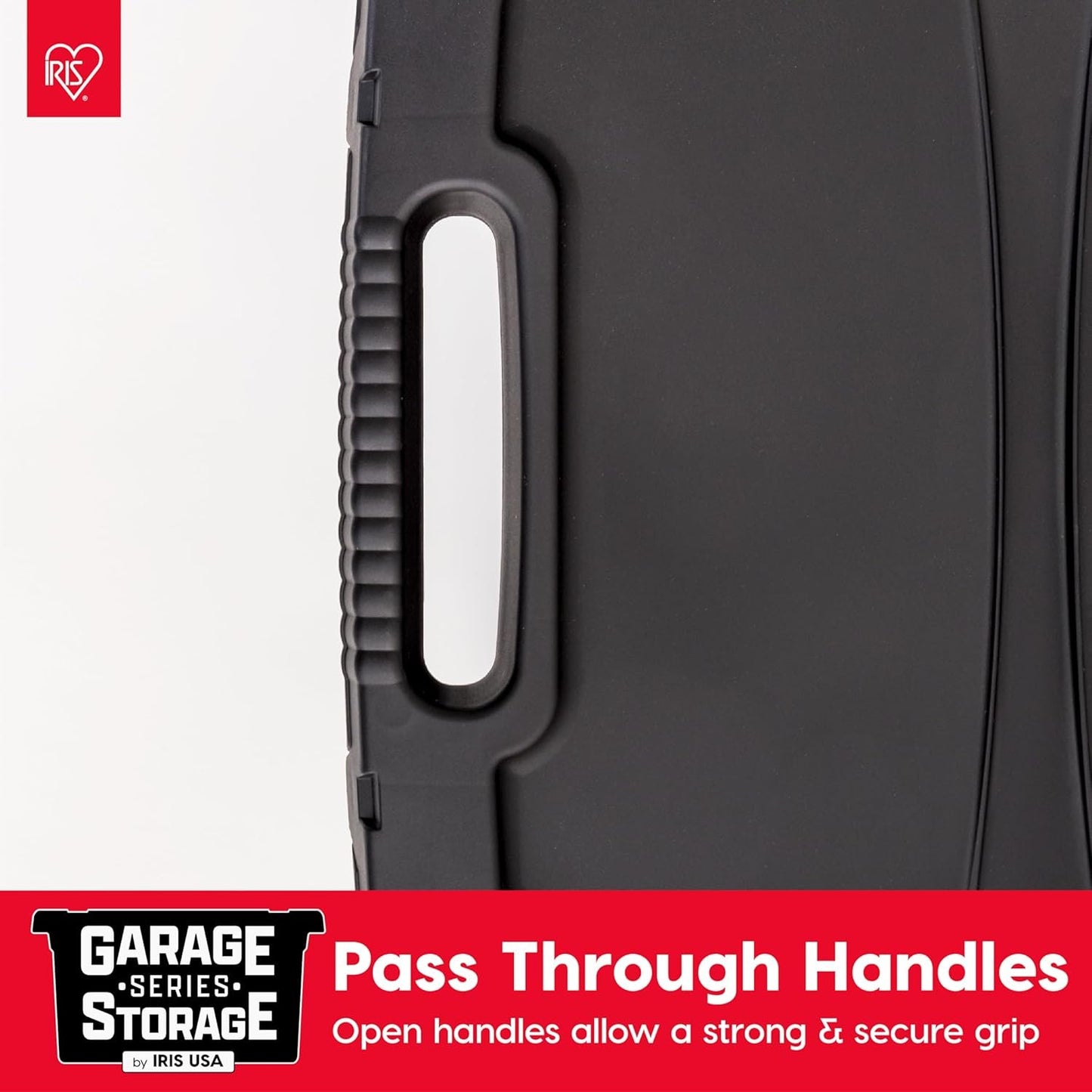 IRIS USA 117.4 L Heavy Duty Totes for Storage with Easy-Grip Handles, 4 Pack, Storage Bins with Lids, Durable Stackable Utility Containers, Large Garage Organizing Tubs - Black