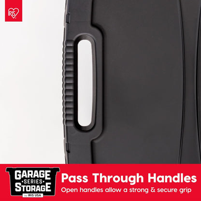 IRIS USA 117.4 L Heavy Duty Totes for Storage with Easy-Grip Handles, 4 Pack, Storage Bins with Lids, Durable Stackable Utility Containers, Large Garage Organizing Tubs - Black