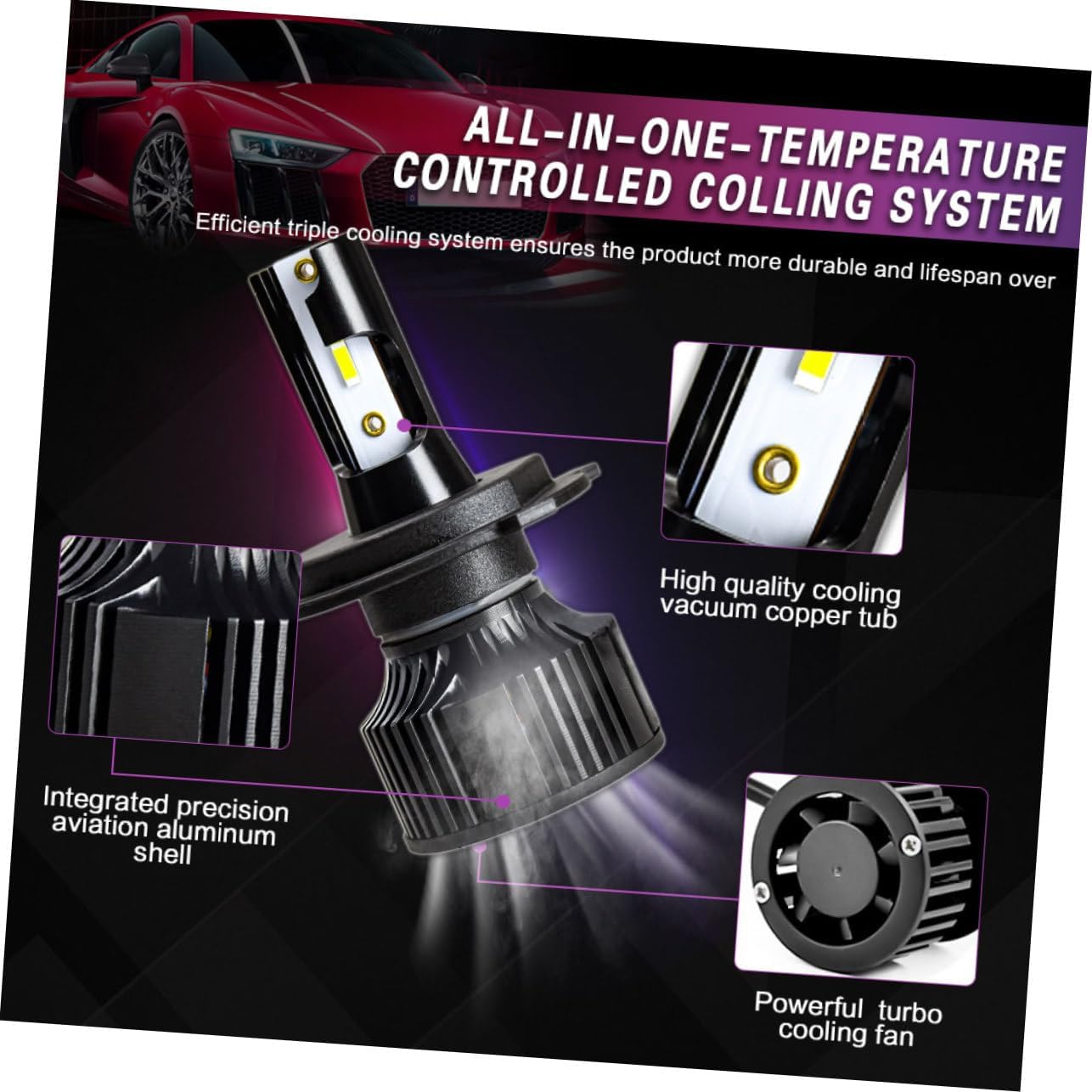 iplusmile 1paio Lampadine Led Auto Luce Abbagliante e Anabbagliante Impermeabili e Facili Da Installare Design Aeronautico Sostituzione e Upgrade Faro Auto