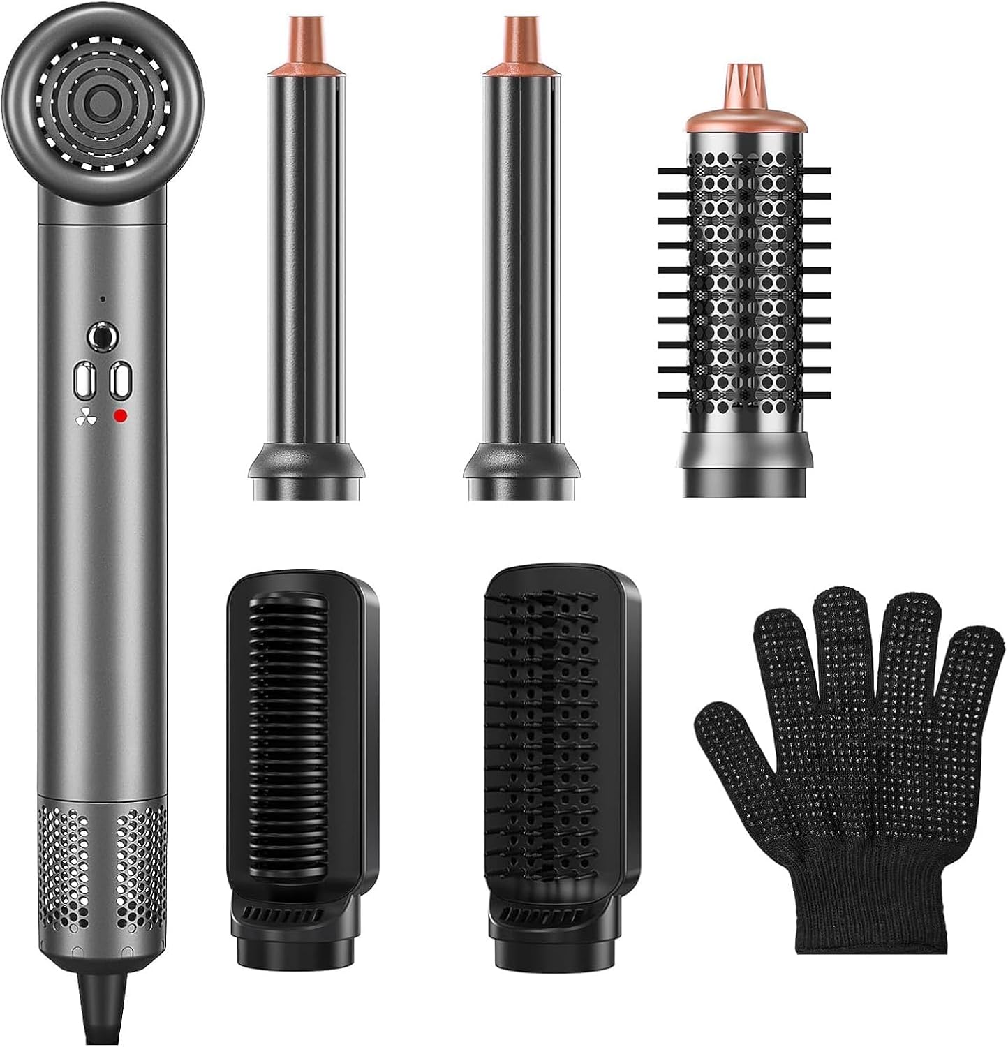 Air Styler Ionic Hair Dryer Brush 6 in 1 Blow Dryer Brush Ions, Detachable Hair Styler Tools, Auto Wrap Curler, High Speed Multi-Hot Air Styler for Drying, Straightening and Volumizing