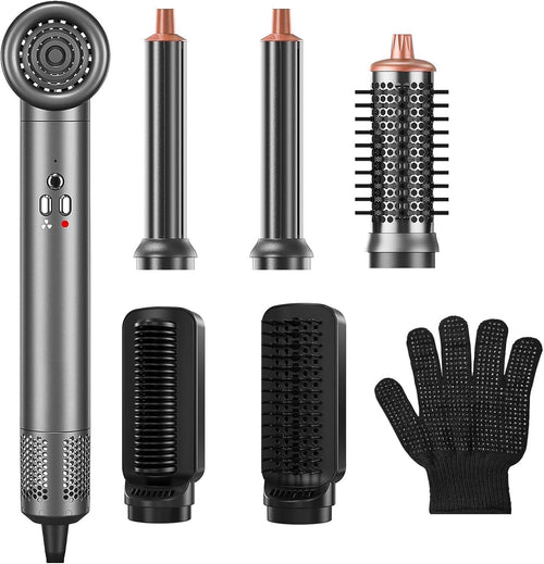 Air Styler Ionic Hair Dryer Brush 6 in 1 Blow Dryer Brush Ions, Detachable Hair Styler Tools, Auto Wrap Curler, High Speed Multi-Hot Air Styler for Drying, Straightening and Volumizing