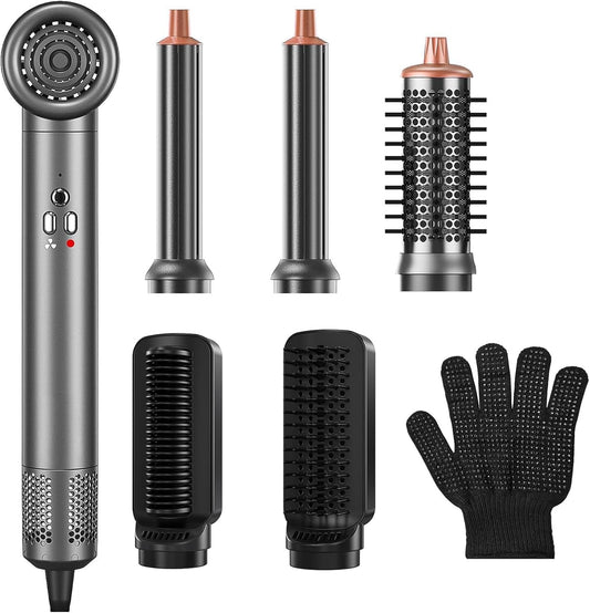Air Styler Ionic Hair Dryer Brush 6 in 1 Blow Dryer Brush Ions, Detachable Hair Styler Tools, Auto Wrap Curler, High Speed Multi-Hot Air Styler for Drying, Straightening and Volumizing