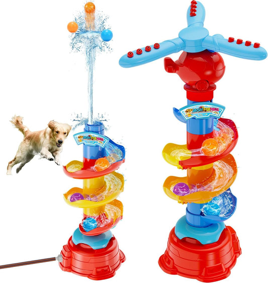 Skirfy Water Sprinkler for Kids,3 in 1 Helicopter Toy for Boys Girls,Dog Water Toys,Catch Ball Game,Outdoor Play Summer Pool Party,Outside Toys,Lawn Backyard,Garden Game Toy for Kids Ages 3 4 5 6 7 8