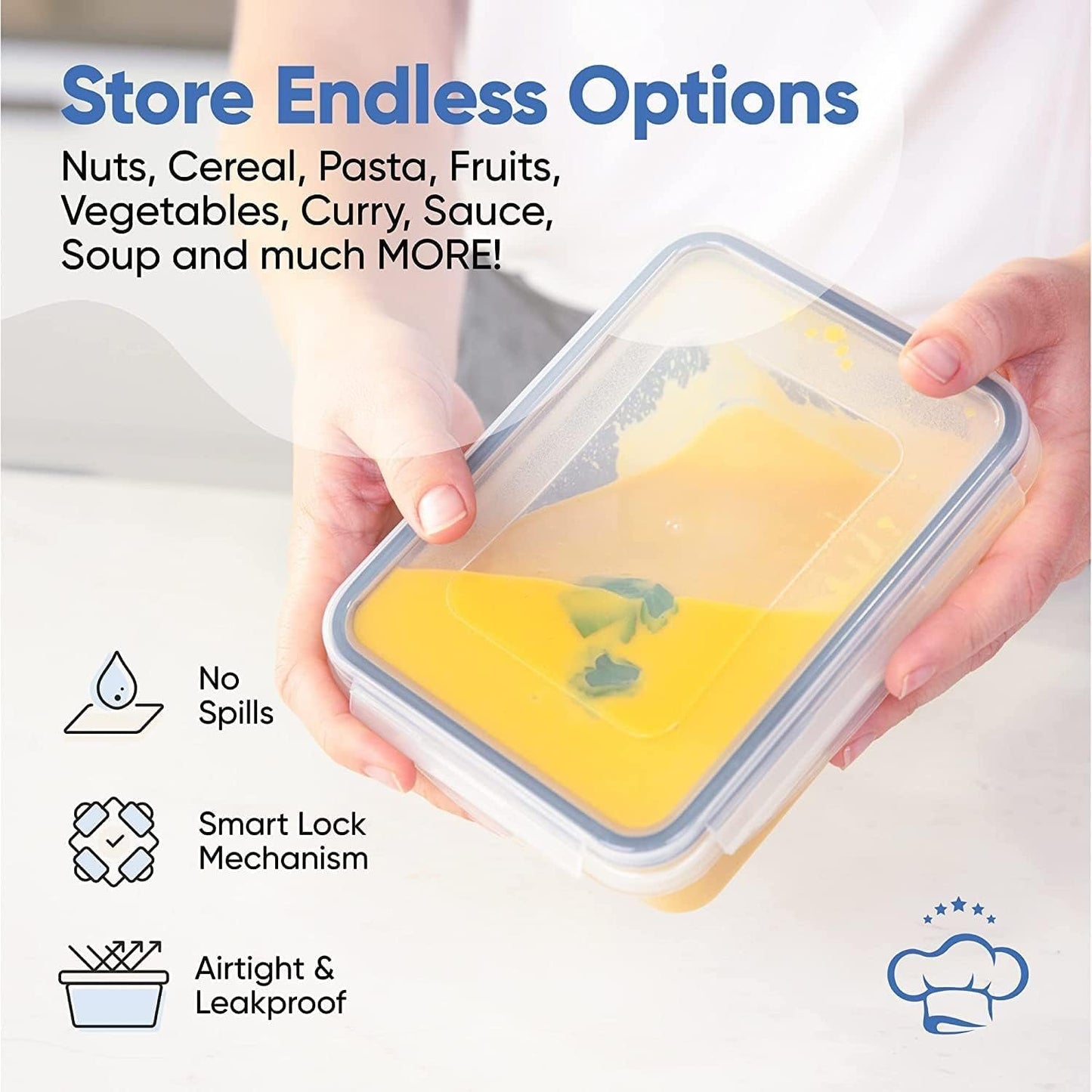 Feshory Large Size Airtight Food Storage Containers Set - No BPA Meal Stackable Clear Prep Containers, Lunch Box, Fridge Organiser with Leak Proof Lids for Kitchen Storage & Organisation (30-Pack)