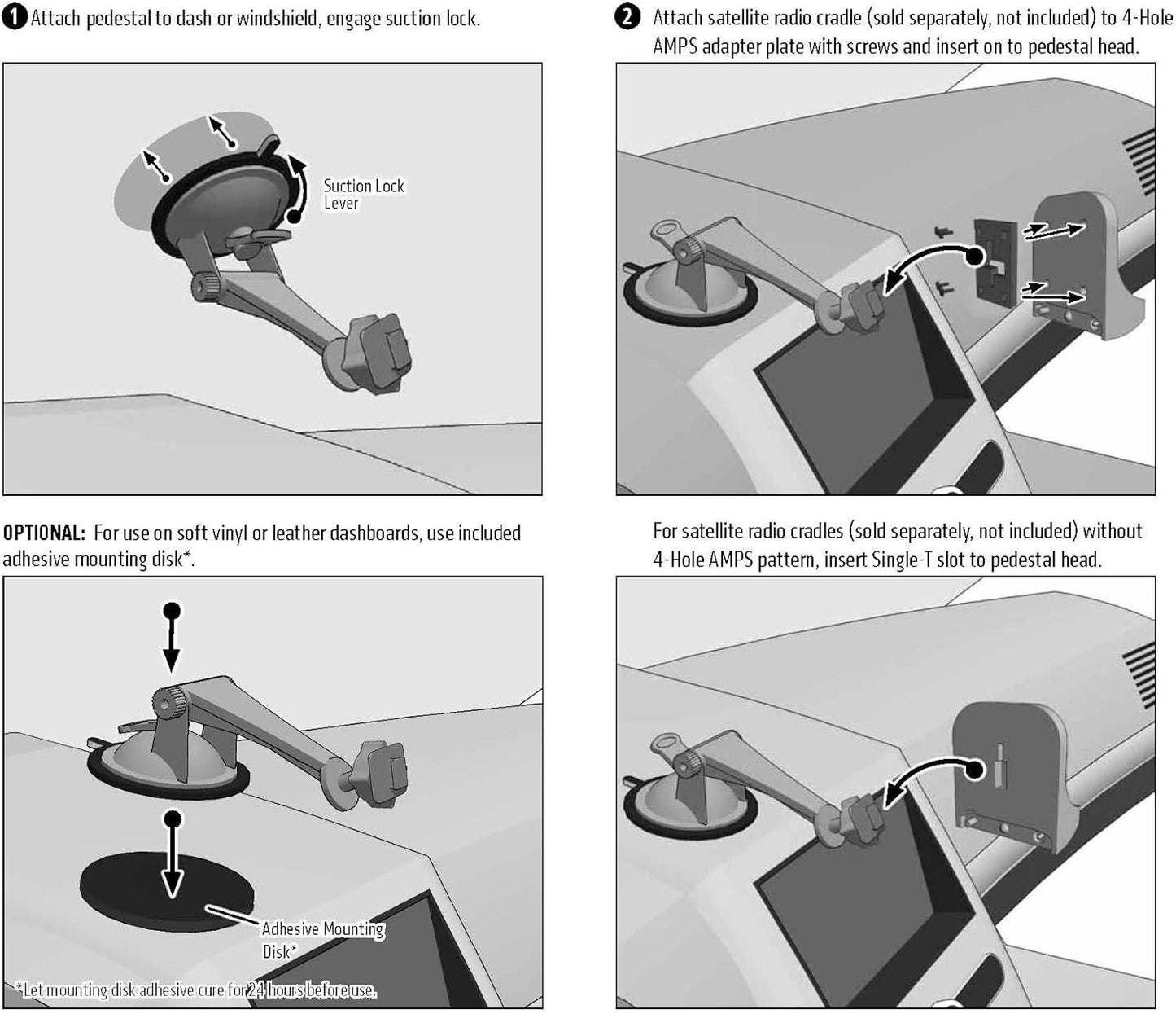 ARKON Mounts Windshield or Dash Suction Car Mount for XM and Sirius Satellite Radios