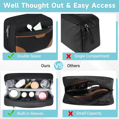 Toiletry Bag for Men Women Waterproof Toiletry Bags Portable Travel Toiletries Bag TSA Approved Cosmetic Makeup Bag Travel Organizer Storage for Accessories(with Removable Handle),Black