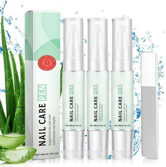 Nail Care Pen Set of 3 Nail Care Pens for Fungal Nails Moisturizes and Strengthens Nails Keep Your Fingernails and Feet Clean with Aloe Vera, Tea Tree Oil, Vitamin E