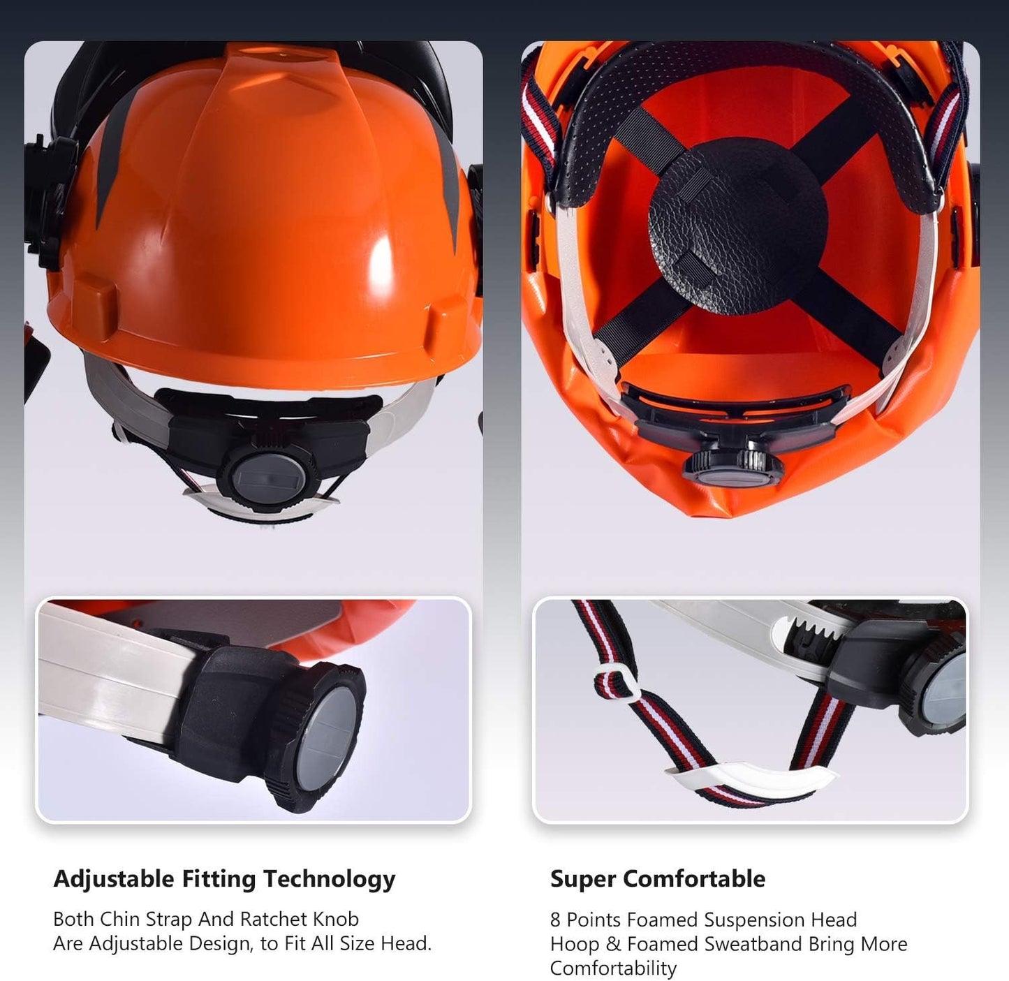 SAFEYEAR Forestry Hard Hat, Cap Style Chainsaw Safety Helmet with 6 Point Ratchet Suspension for Women & Men, with Adjustable Ear Muffs & Face Shield Visor, Neck Shade,Cut-Resistant Gloves