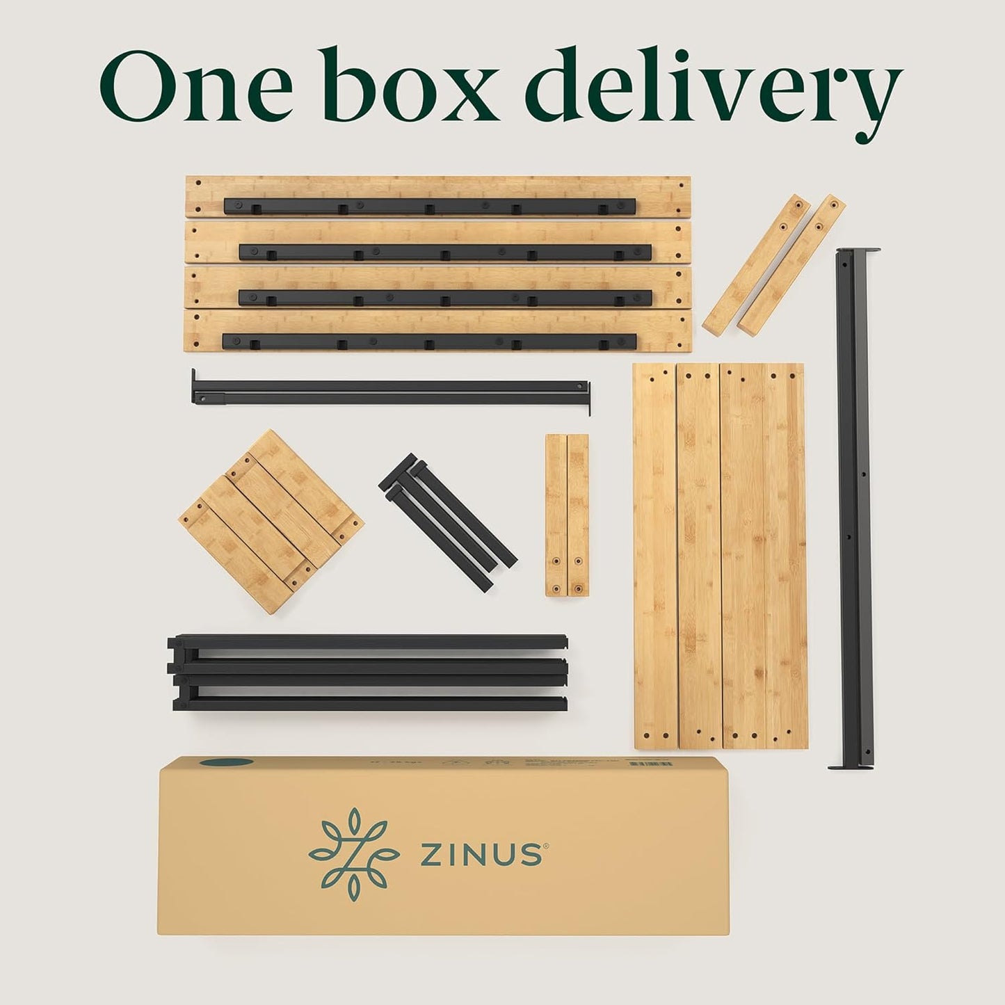 Zinus Queen Bed Frame, Bamboo Wood Base Bedroom Furniture Wooden Home Timber Frame