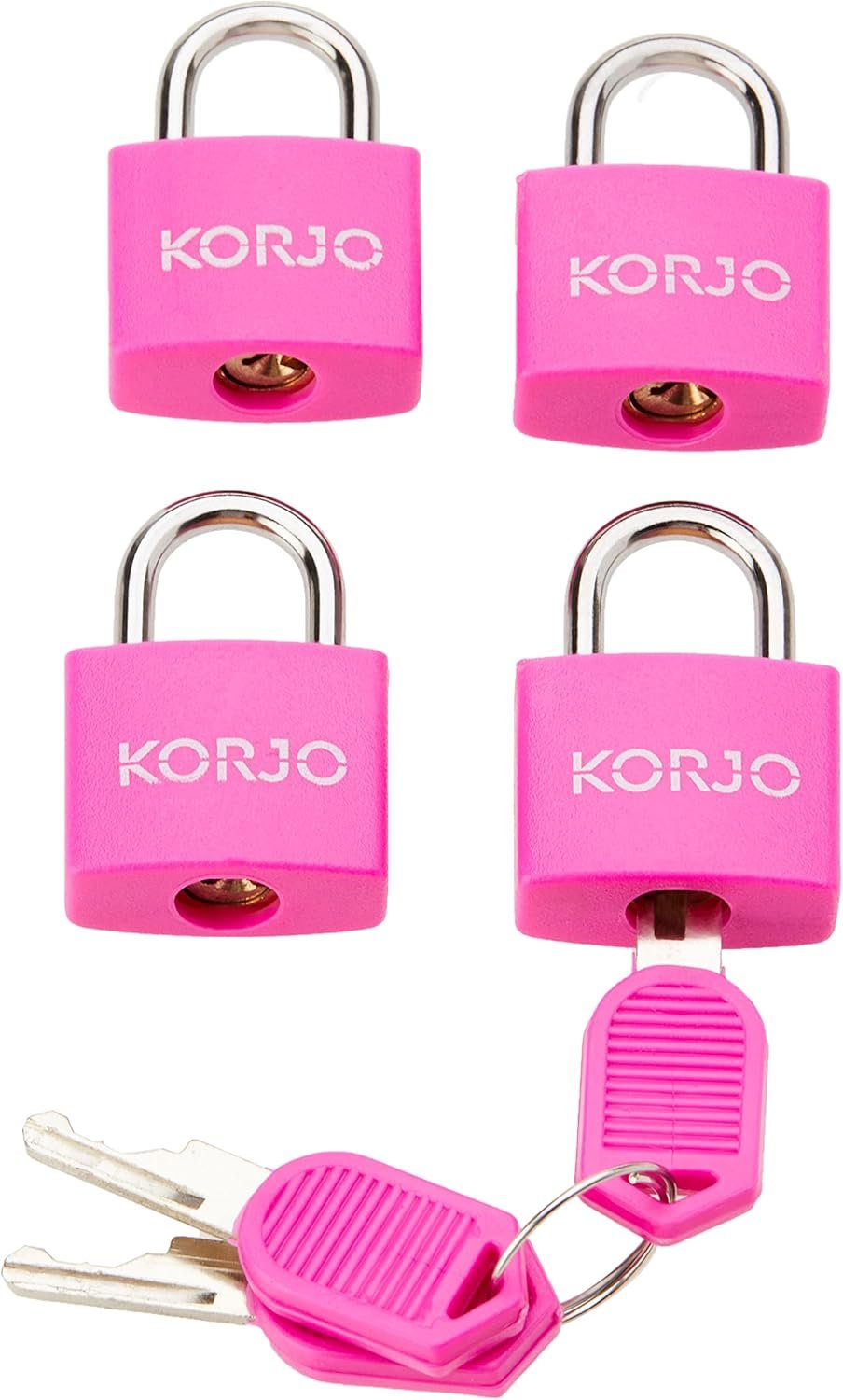 Korjo Luggage Locks 4-Pack Colourful, Includes 4 Travel Locks, Pink