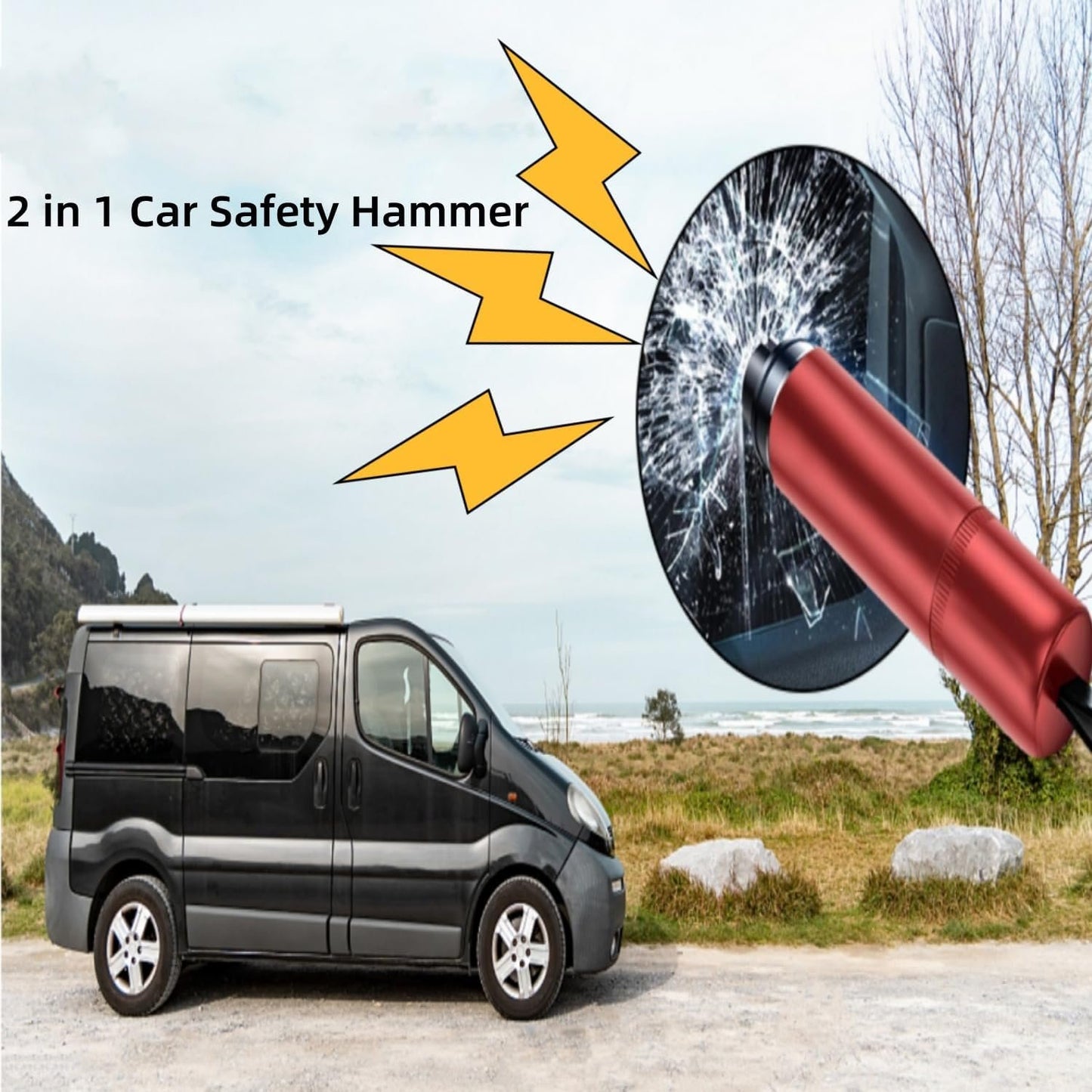 2 Packs car Safety Hammer, Emergency Escape Tool One Second Window Breaker, Knife seat Belt Cutter Car Glass Window Breaker Life-Saving Emergency Tool -(red)