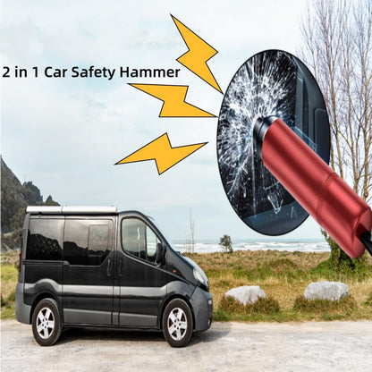 2 Packs car Safety Hammer, Emergency Escape Tool One Second Window Breaker, Knife seat Belt Cutter Car Glass Window Breaker Life-Saving Emergency Tool -(red)