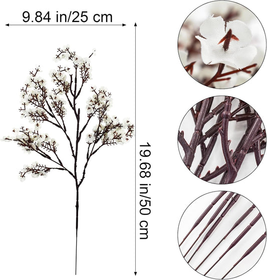Bacucine Babys Breath Artificial Flowers 6Pcs Fake Flowers Real Touch Faux Gypsophila Bouquet for Home Wedding Party Table Decor (White)