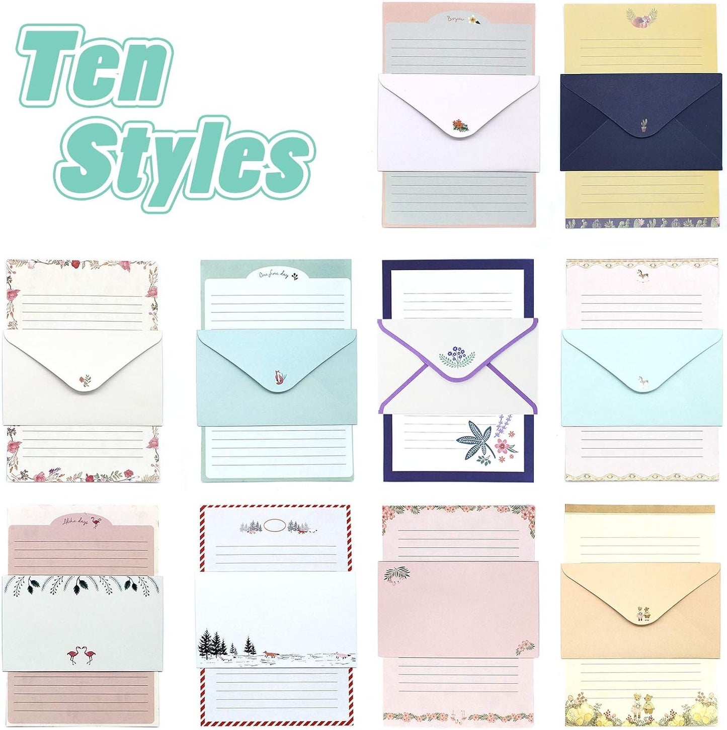 Stationary Paper and Envelopes Set, 90 PCS Stationary Set for Women Girls and Men Boys Cute Stationary Writing Stationery Paper with 30 Envelope - 60 Letter paper (8.27x5.71 inch) With Tape.