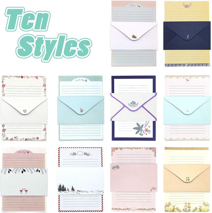 Stationary Paper and Envelopes Set, 90 PCS Stationary Set for Women Girls and Men Boys Cute Stationary Writing Stationery Paper with 30 Envelope - 60 Letter paper (8.27x5.71 inch) With Tape.