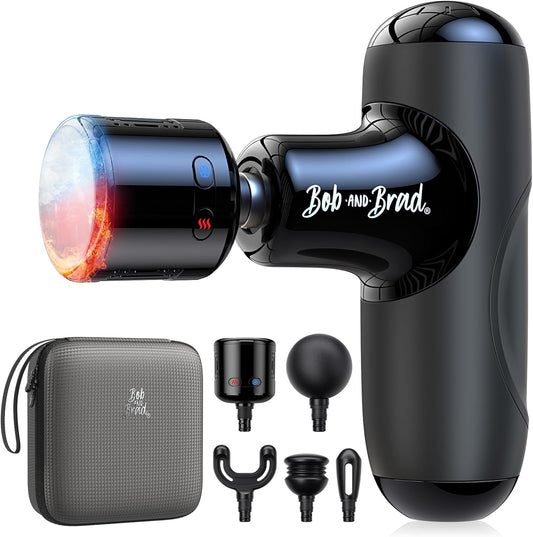 Mini Massage Gun with Heat and Cold, Bob and Brad Q2 Pro Pocket Gun for Deep Tissue Massage, Ultra Quiet Portable Percussion for Pain Relief and Recovery