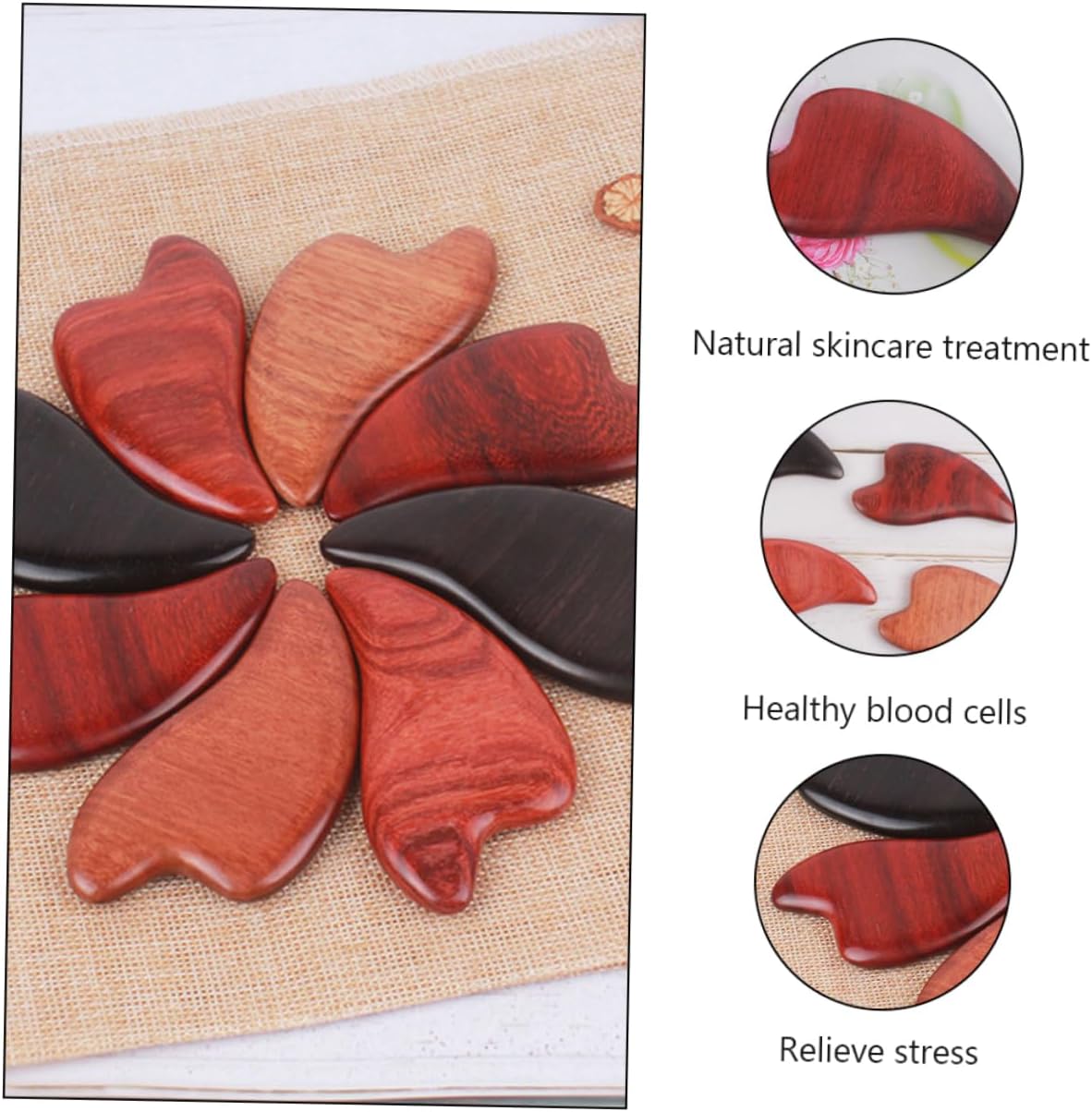 Baluue 3 pcs Wooden Scraping Plate Massaging Tool for Facial Use Ergonomic Design Smooth Texture for Safe