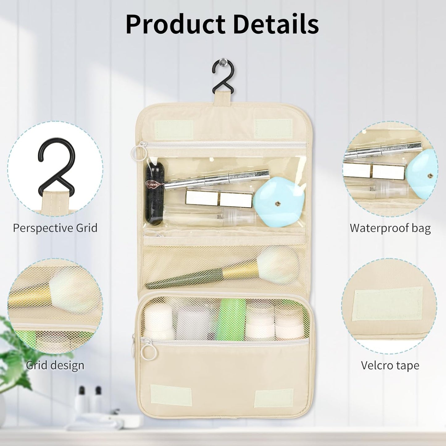 Coolzon Packing Cubes Travel Suitcase Organizer Set of 11, Compression Luggage Organizer Space-Saving for Clothes, Ultralight, Shoes, Underwear, Black, beige