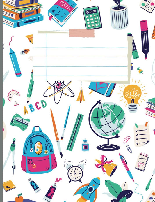 STEM-Themed Composition Notebook , 7.5 x 9.75 , 150 Lined Pages, Science, Tech, Engineering, Math Design, Perfect for Writing, School Work, Journaling, Great for Students, Teachers, Adults