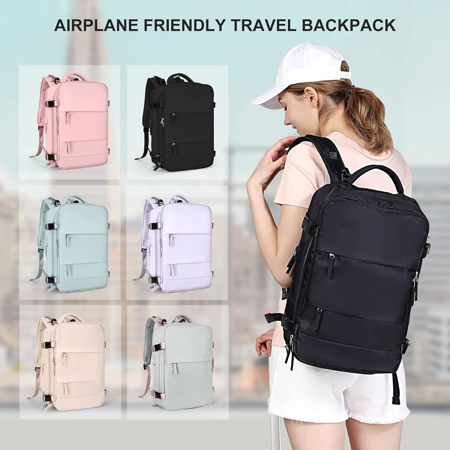 SZLX Ryanair Cabin Bags 40x20x25 Underseat Carry On Bag Easyjet Cabin Bag 45x36x20 Backpack Waterproof Women Travel Backpack Cabin Size Laptop College Rucksack for Men Hand Luggage Bag with Wet Pocket