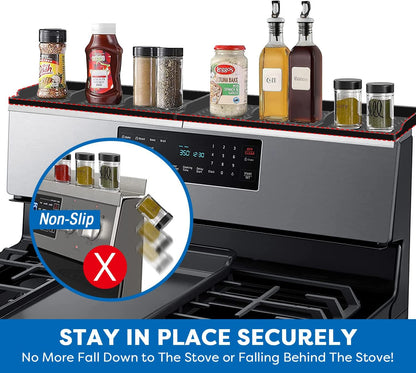 Hydream Stove Top for Silicone Shelf,30 Inch Magnetic Shelf Over the Stove Spice Rack,Kitchen Shelf for Above Stovetop Organizer Magnet Flat Back of Stove Storage Suctioned for The Stove-Black