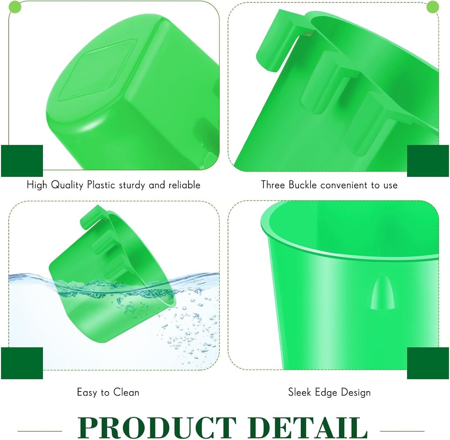Sumind 60 Pieces Cage Cups Birds Hanging Feeders Seed Bowl 8 oz Plastic Chicken Feeder Water Bowl Hanging Chicken Waterer Feeding Watering Dish Coop Cups for Gamefowl Parrot Parakeet Poultry(Green)
