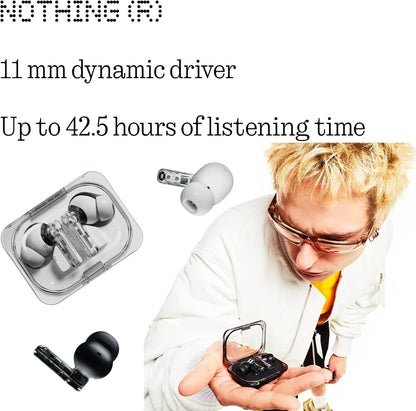 Nothing Ear (a) Wireless Earbuds with ChatGPT Integration, 45dB Hybrid Noise Cancelling Earphones, Hi-Res Audio, Advanced Equaliser, Dual Connect, 42.5H Playtime Wireless Bluetooth Headphones White