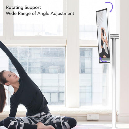 24 Inch Smart Screen Portable TV with Pole Stand & Built in 5MP Camera, 6+128G Movable Touch Display Screen for Live Streaming, Home Entertainment (US Plug 100 to 240V)