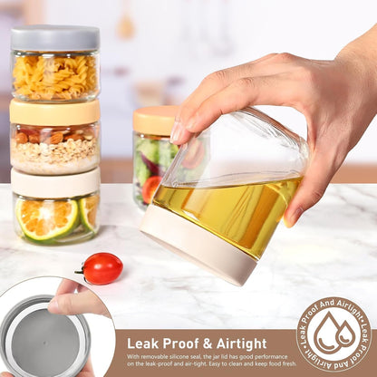 Feshory 6 Pack Overnight Oats Container Jar with Screw Lid - Wide Mouth & Airtight Glass Food Storage Jar, Wide Mouth Glass Meal Prep Containers for Food, Salad, Spice, Snacks, Dressing Sauce