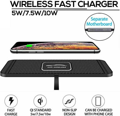 Car Wireless Charger Pad, Non-Slip Car Phone Charger, QI Wireless Fast Charging Charger Mat, Portable Wireless Charging Pad