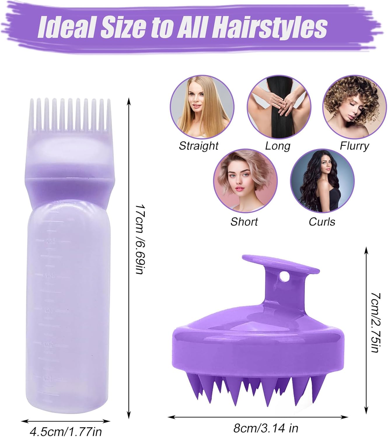 YeaHapiday Hair Oil Applicator and Scalp Massager for a Unique Experience of Hair Oiling and Hair Care, Scalp Brush (Purple)