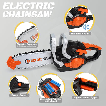 Kids Tool Set - Pretend Play Construction Toys for 3 4 5 Year Old Boy Gifts, Preschool Learning Tool Set with Electronic Drill/Chainsaw Toy/Circular Saw Toys, Toddler Take Apart Stem Toys for Kid 3-5