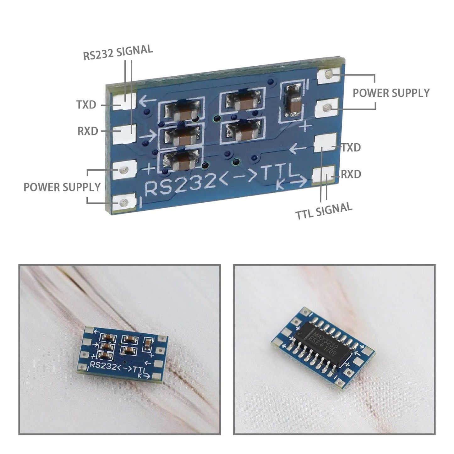 eMagTech 10pcs Mini RS232 MAX3232 to TTL Level Converter Serial Module Adapter for 3~5V MAX3232 Breakout Board Computer Cable Serial Adapters Electronic Components