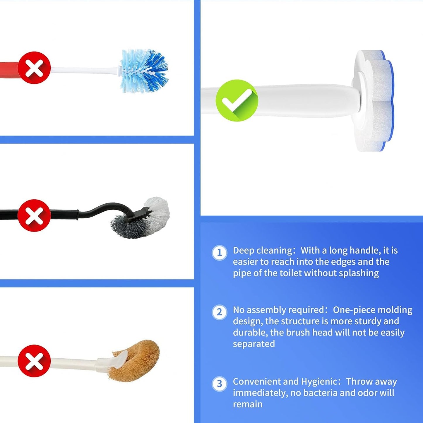 Topo Bear Disposable Brush Holder Set with 40 Refills Disposable Cleaning System for Bathroom