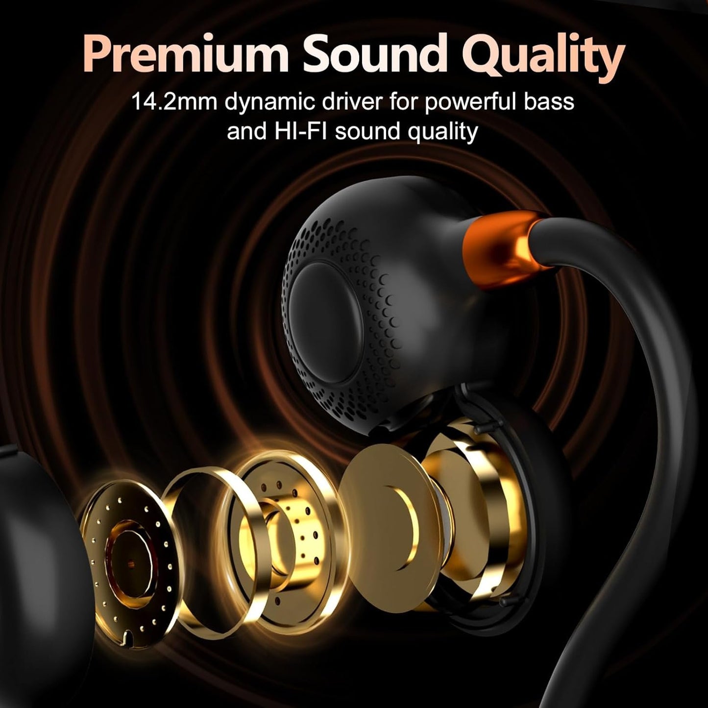Ortizan Open Ear Headphones, Air Conduction Bluetooth Headset, Bluetooth Headphones IPX6 Waterproof, Clear Calls, 19g Lightweight Wireless Headphones, 10H Playtime, Perfect for Running and Sports