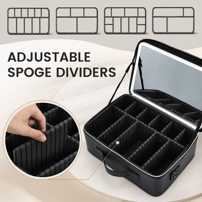 Makeup Bag with Mirror LED Beauty Case Travel Cosmetic Bag Cosmetic Bag Organizer Makeup Bag Makeup Bag Makeup Bag Makeup Bag Makeup Bag, Black