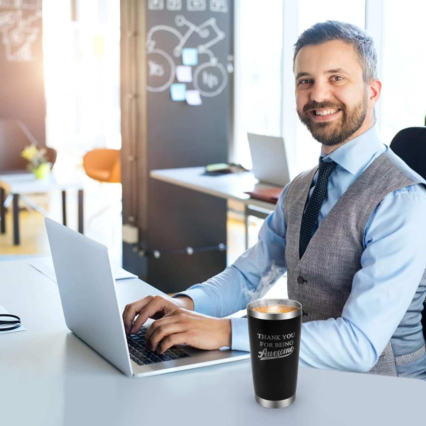 Thank You Gifts for Men,Women Thank You for Being Awesome Mug Tumbler, Appreciation Gift Teacher, Inspirational Birthday Gifts for Friends, Men, Dad, Husband, Coworker-Stainless Steel Tumbler 20 Oz
