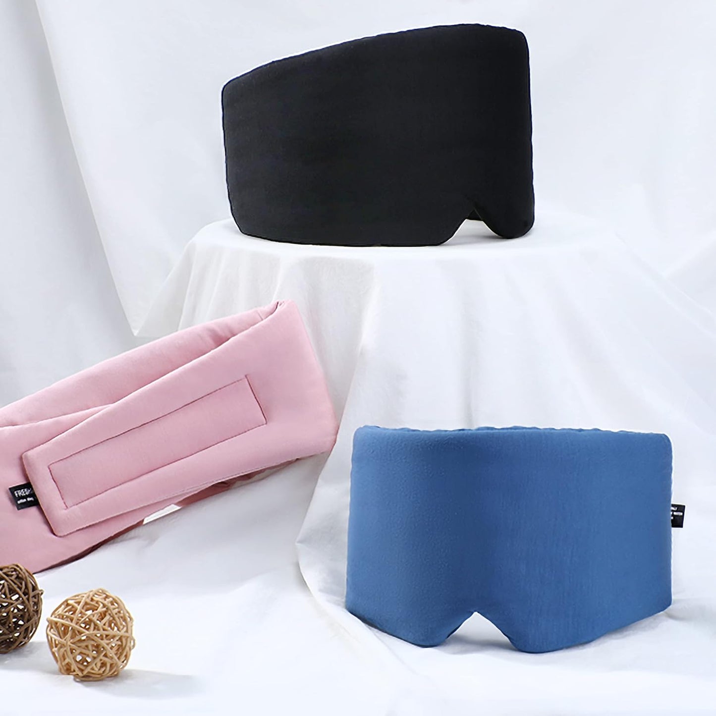 FRESHME Light Blocking Sleep Mask, Handmade Eye Shade Cover, Soft and Breathable Sleep Blindfold for Travel Flight Sleeping, Pink