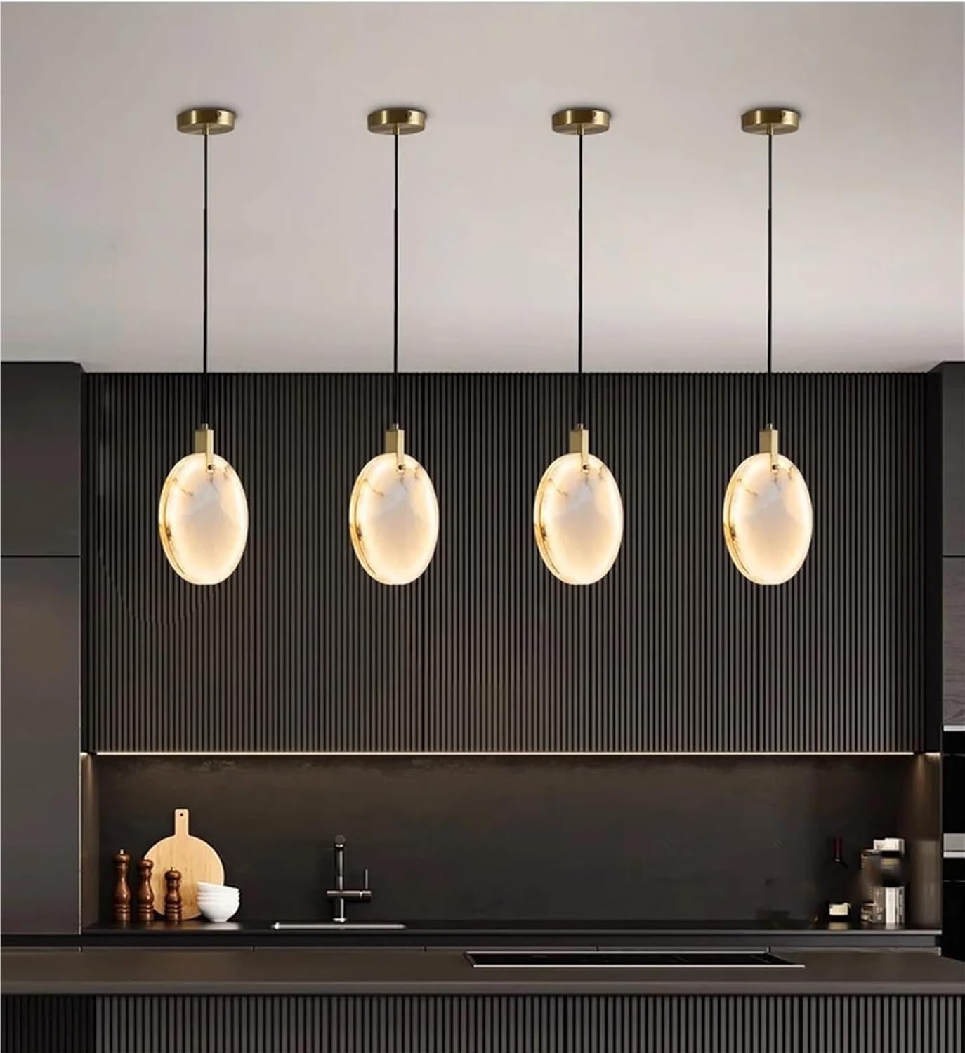 Home Deco Marble LED Dimmable Lustre Hanging Lamps Chandelier Lighting Lustre Suspension Luminaire Lampen For Dinning Room ﻿ Ring